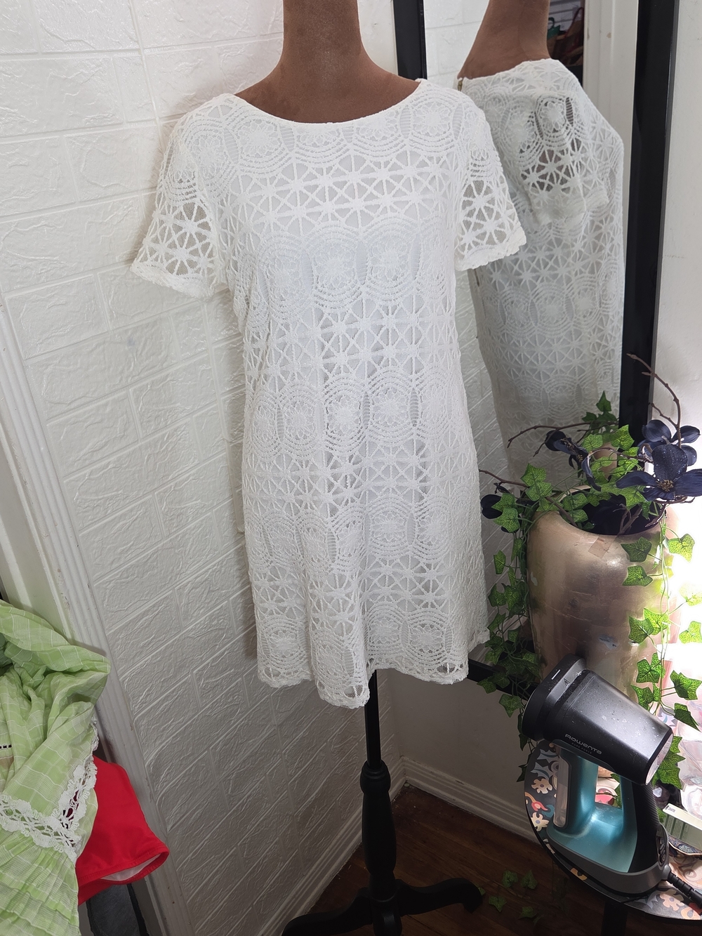 Lulu's White Crochet Lace Mini Dress